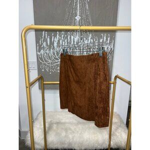 Brown Suede Mini Skirt with Slits